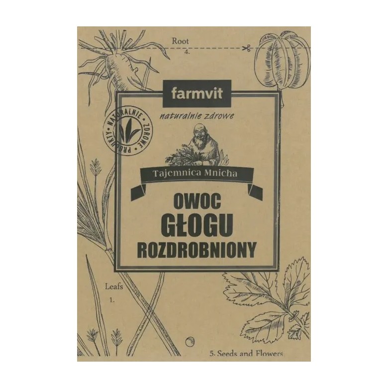Głóg owoc rozdrobniony 50g FARM-VIT - Wiesiołek-Pharma Głóg owoc rozdrobniony 50g FARM-VIT - Wiesiołek-Pharma