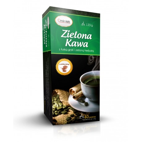 Zielona kawa z łuską gryki i zieloną herbatą 60 sasz. MIR-LEK