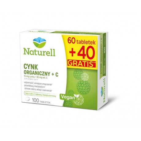Cynk organiczny z witaminą C 100 tabl. NATURELL - Wiesiołek-Pharma