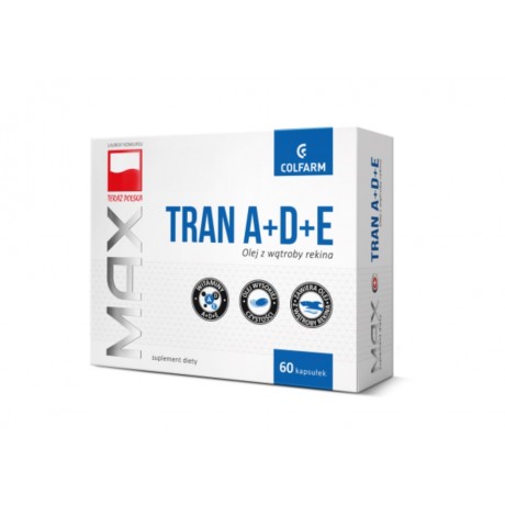 Tran (500mg) z witaminami A+D+E 60 kaps. COLFARM - Wiesiołek-Pharma