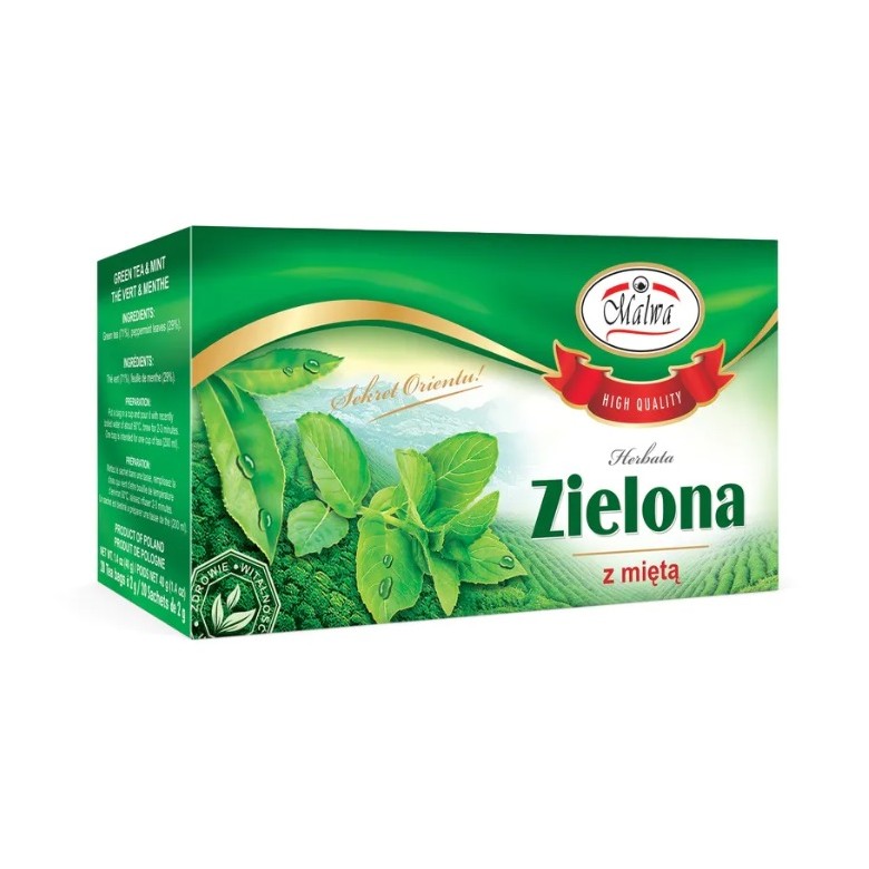 Zielona herbata z mięta 20x2g MALWA - Wiesiołek-Pharma Zielona herbata z mięta 20x2g MALWA - Wiesiołek-Pharma