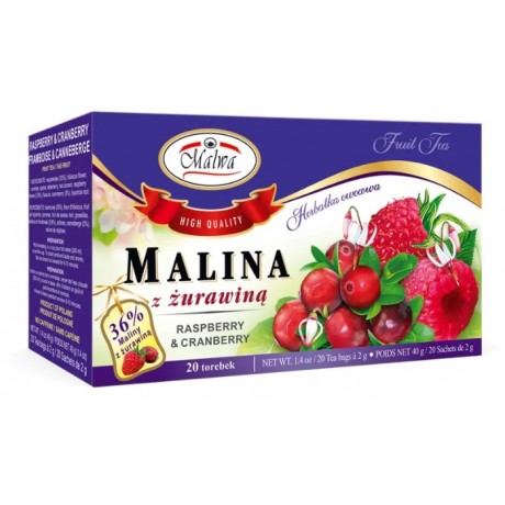 Malina z żurawiną herbatka 20x2g MALWA - Wiesiołek-Pharma