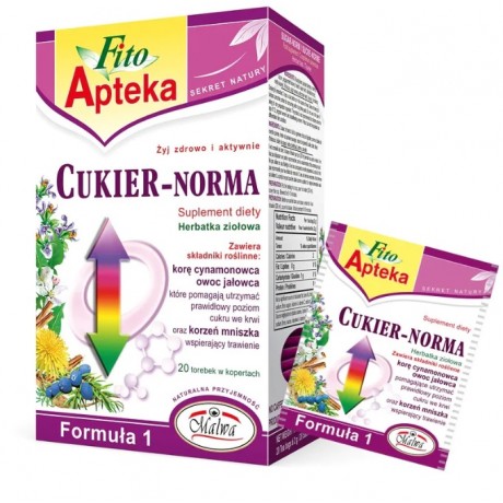 Cukier-Norma Herbata Formuła 1 20x2g MALWA - Wiesiołek-Pharma