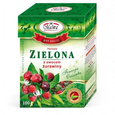 Zielona herbata z owocem żurawiny 100g MALWA - Wiesiołek-Pharma