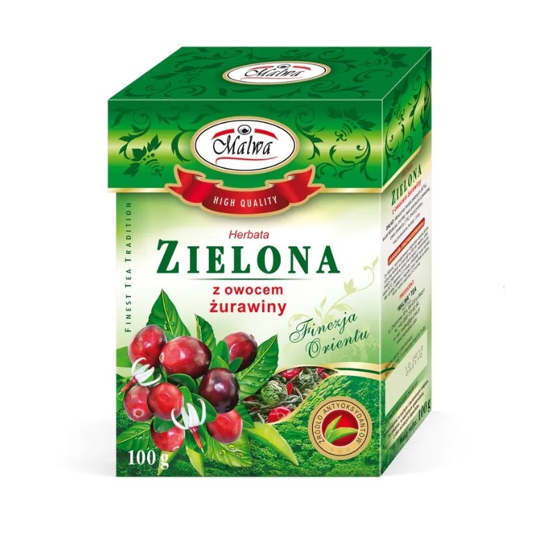 Zielona herbata z owocem żurawiny 100g MALWA - Wiesiołek-Pharma Zielona herbata z owocem żurawiny 100g MALWA - Wiesiołek-Pharma