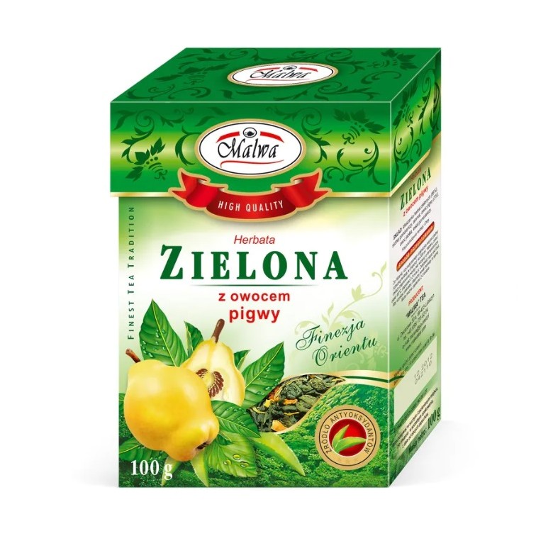 Zielona herbata z owocem pigwy 100g MALWA - Wiesiołek-Pharma Zielona herbata z owocem pigwy 100g MALWA - Wiesiołek-Pharma