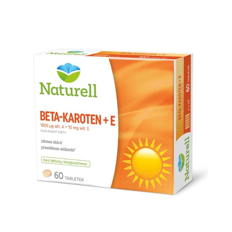 Beta Karoten + witamina E 10mg 60 tabl. NATURELL - Wiesiołek-Pharma Beta Karoten + witamina E 10mg 60 tabl. NATURELL - Wiesiołek-Pharma