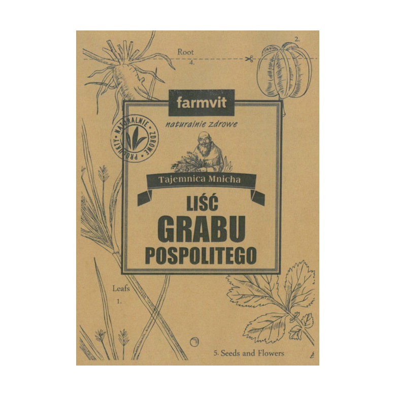 Grab pospolity liść 50g FARM-VIT - Wiesiołek-Pharma Grab pospolity liść 50g FARM-VIT - Wiesiołek-Pharma