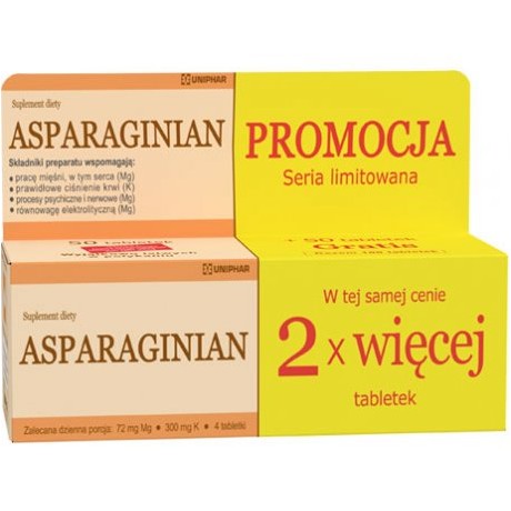 Asparaginian 50+50 tabl. UNIPHAR - Wiesiołek-Pharma