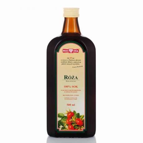 Dzika róża 100% sok 500ml POLSKA RÓŻA - Wiesiołek-Pharma