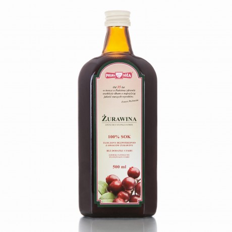 Żurawina 100% sok 500ml POLSKA RÓŻA - Wiesiołek-Pharma