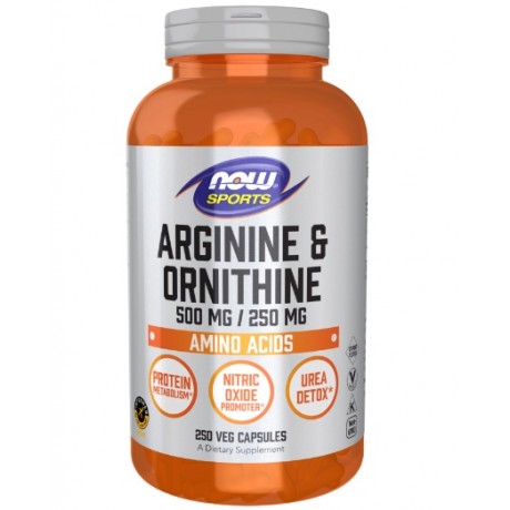 L- Arginine & Ornithine 500mg/250mg NOW FOODS - Wiesiołek-Pharma
