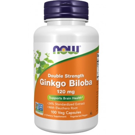Ginkgo Biloba Double Str. 120mg 100 kaps. NOW FOODS - Wiesiołek-Pharma