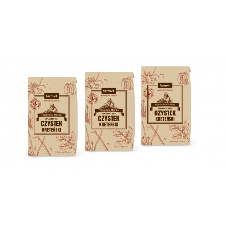 Czystek kreteński 3 x 50g, pakiet "2+1" FARM-VIT - Wiesiołek-Pharma