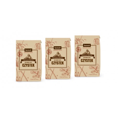 Czystek liście 3 x 50g, pakiet "2+1" FARM-VIT - Wiesiołek-Pharma
