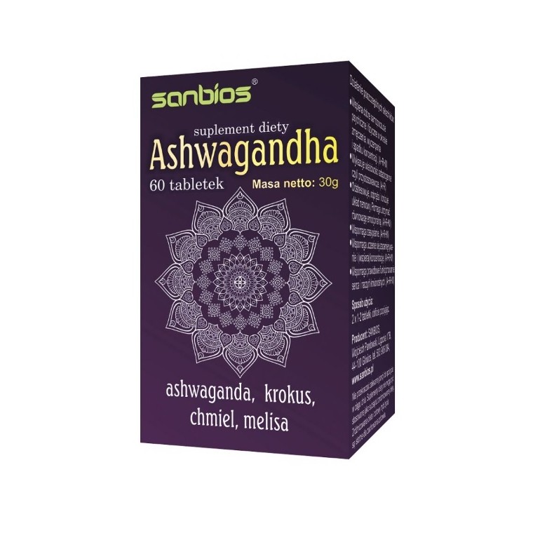 Ashwaganda 60 tabl. SANBIOS - Wiesiołek-Pharma Ashwaganda 60 tabl. SANBIOS - Wiesiołek-Pharma