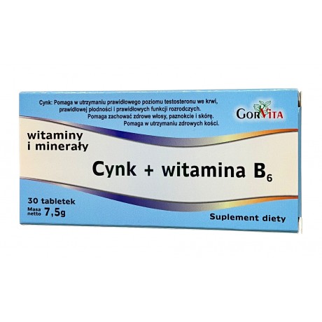Cynk + witamina B6 12mg 30 tabl. GORVITA - Wiesiołek-Pharma