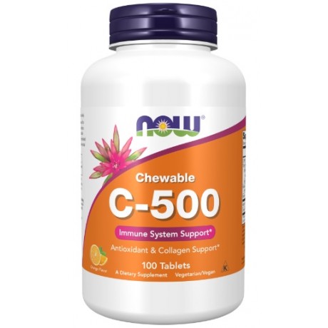 C-500 Chewable Orange 100 tabl. NOW FOODS - Wiesiołek-Pharma