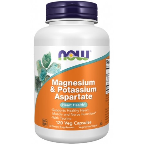 Magnesium & Potassium Aspartate 120 kaps. NOW FOODS - Wiesiołek-Pharma