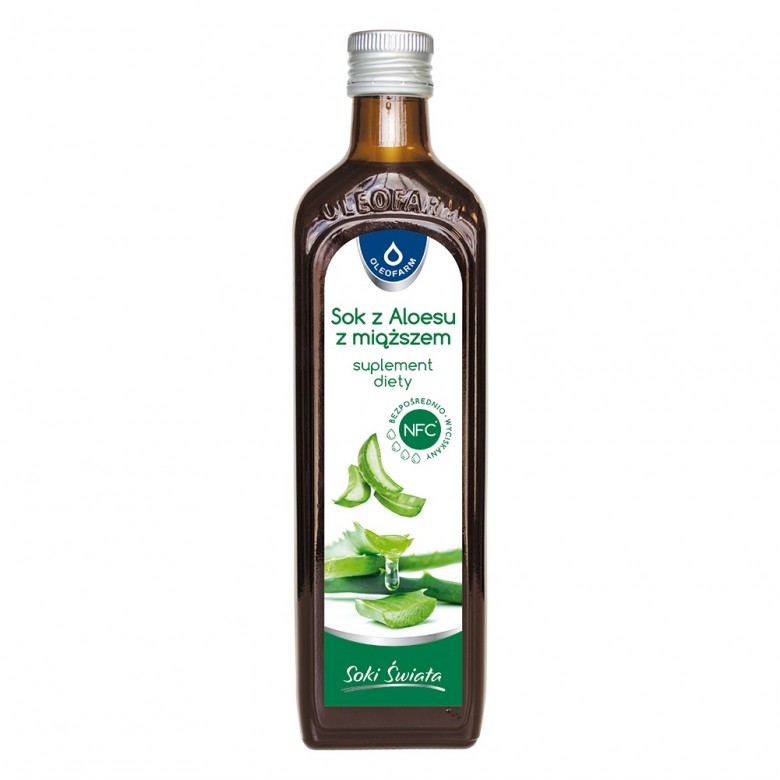 Sok z aloesu z miąższem 500ml OLEOFARM - Wiesiołek-Pharma Sok z aloesu z miąższem 500ml OLEOFARM - Wiesiołek-Pharma