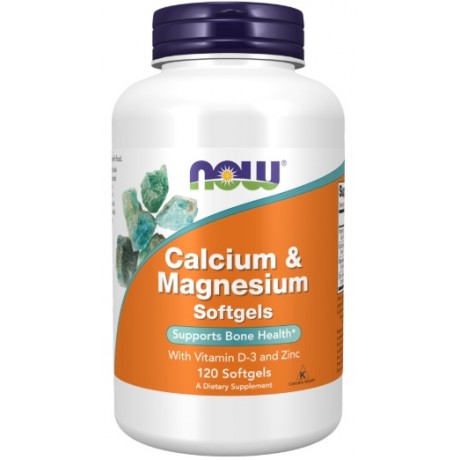 Calcium & Magnesium, D-3, Cynk 120 kaps. NOW FOODS - Wiesiołek-Pharma