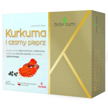 Biovitum Kurkuma i czarny pieprz 60 kaps. COLFARM - Wiesiołek-Pharma