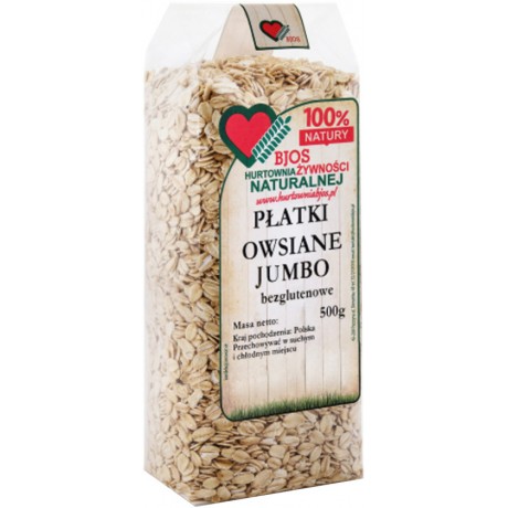 Płatki owsiane bezglutenowe Jumbo 500g BJOS - Wiesiołek-Pharma