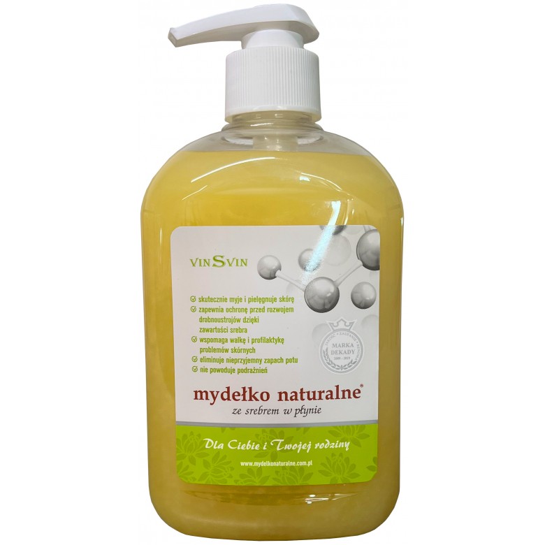 Mydło nat. z nanosrebrem w płynie 500ml VINSVIN - Wiesiołek-Pharma Mydło nat. z nanosrebrem w płynie 500ml VINSVIN - Wiesiołek-Pharma