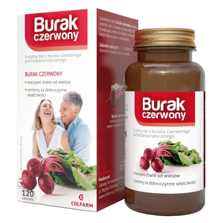 Burak czerwony 120 tabl. COLFARM - Wiesiołek-Pharma Burak czerwony 120 tabl. COLFARM - Wiesiołek-Pharma