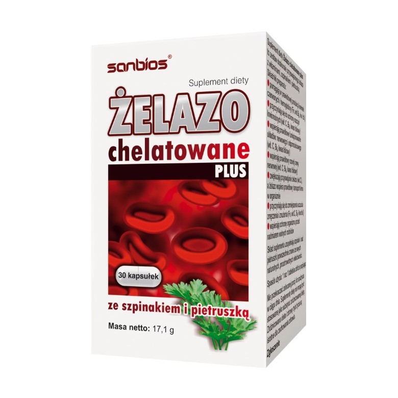 Żelazo chelatowane plus 30 tabl. SANBIOS - Wiesiołek-Pharma Żelazo chelatowane plus 30 tabl. SANBIOS - Wiesiołek-Pharma
